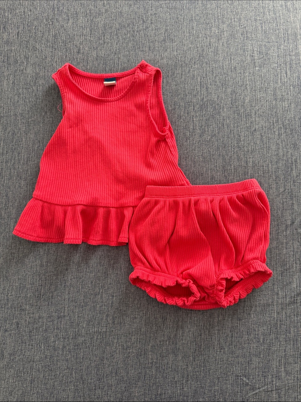 Pink Ribbed Ruffle Tank & Short Set - Kids